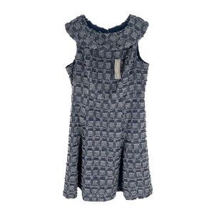 NY&C Eva Mendes Dress Womens Size 16P Navy Charcoal Textured A-Line NEW